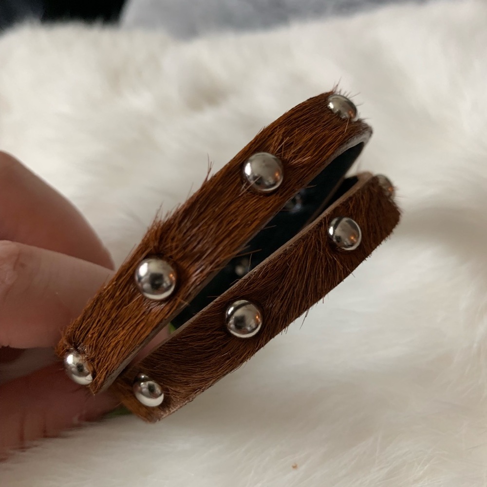 NWT • brown hair on hide double wrap bracelet